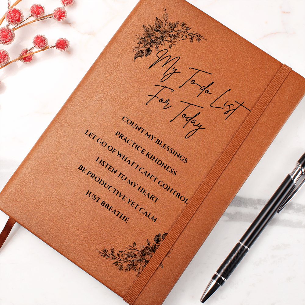 Vegan Leather Journal - Inspirational Quote Cover - My To-do List For Today