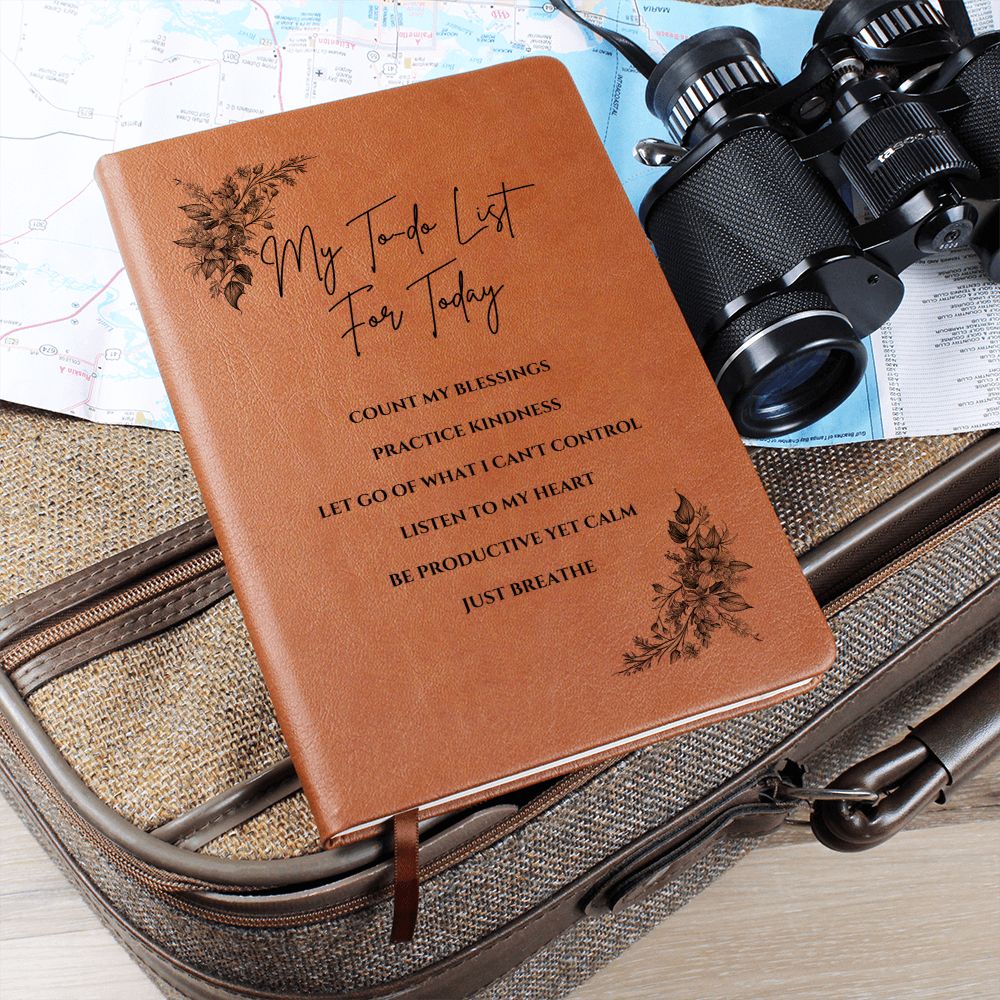 Vegan Leather Journal - Inspirational Quote Cover - My To-do List For Today