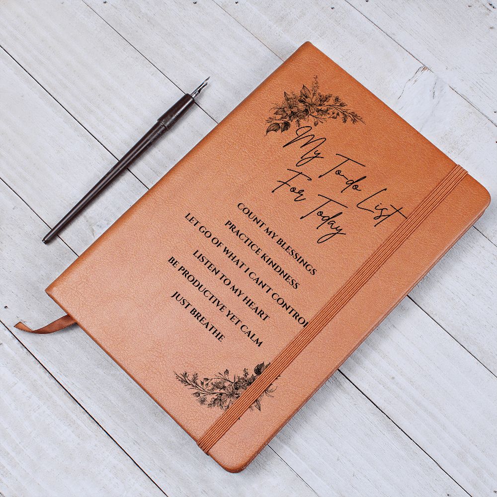 Vegan Leather Journal - Inspirational Quote Cover - My To-do List For Today