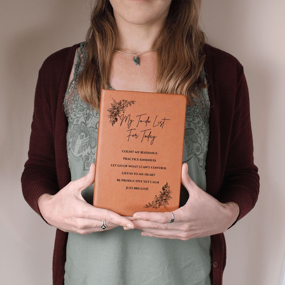 Vegan Leather Journal - Inspirational Quote Cover - My To-do List For Today