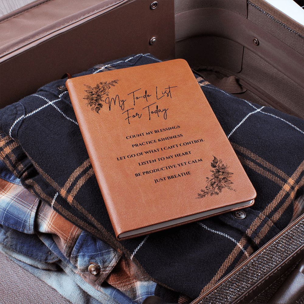 Vegan Leather Journal - Inspirational Quote Cover - My To-do List For Today