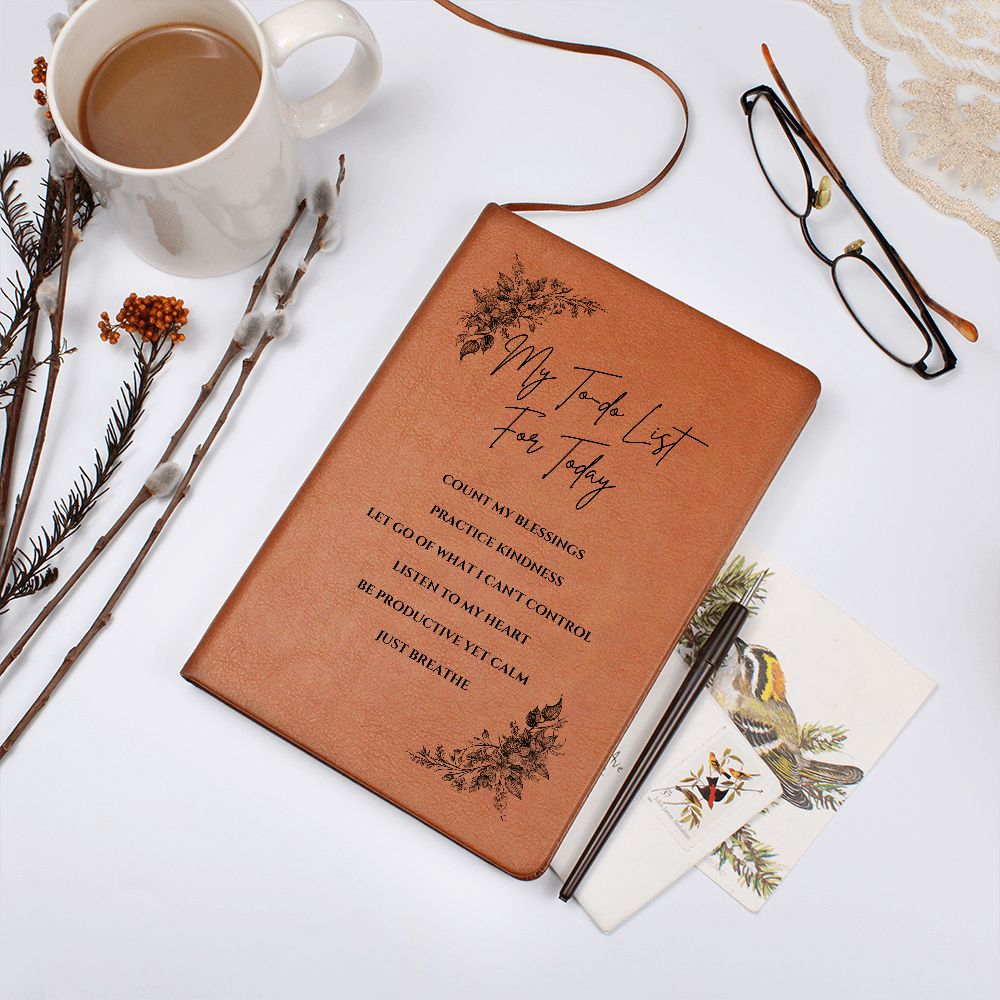 Vegan Leather Journal - Inspirational Quote Cover - My To-do List For Today