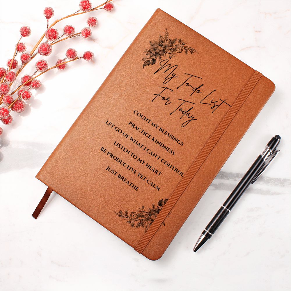 Vegan Leather Journal - Inspirational Quote Cover - My To-do List For Today