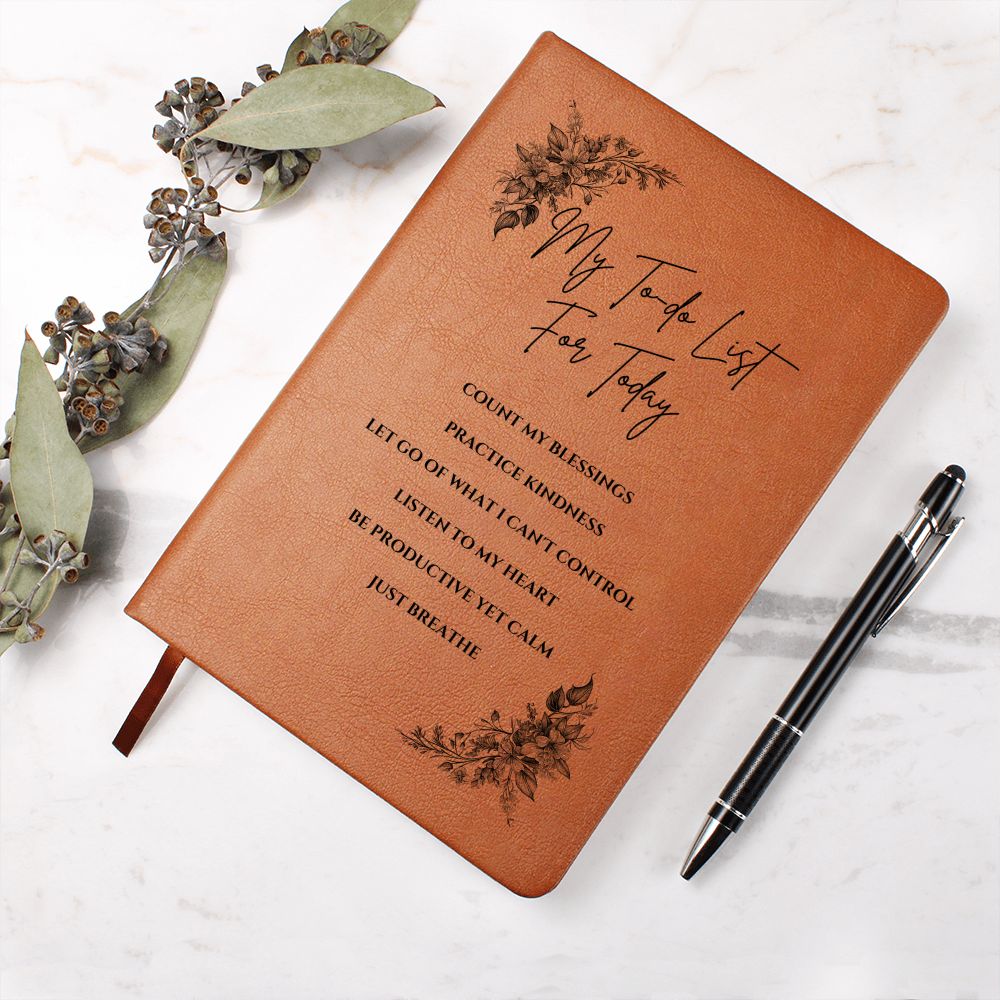 Vegan Leather Journal - Inspirational Quote Cover - My To-do List For Today