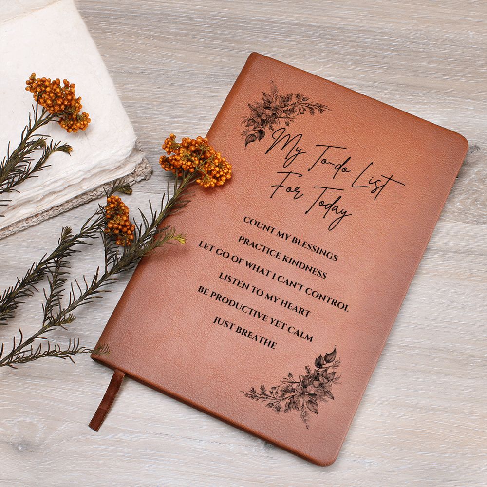 Vegan Leather Journal - Inspirational Quote Cover - My To-do List For Today