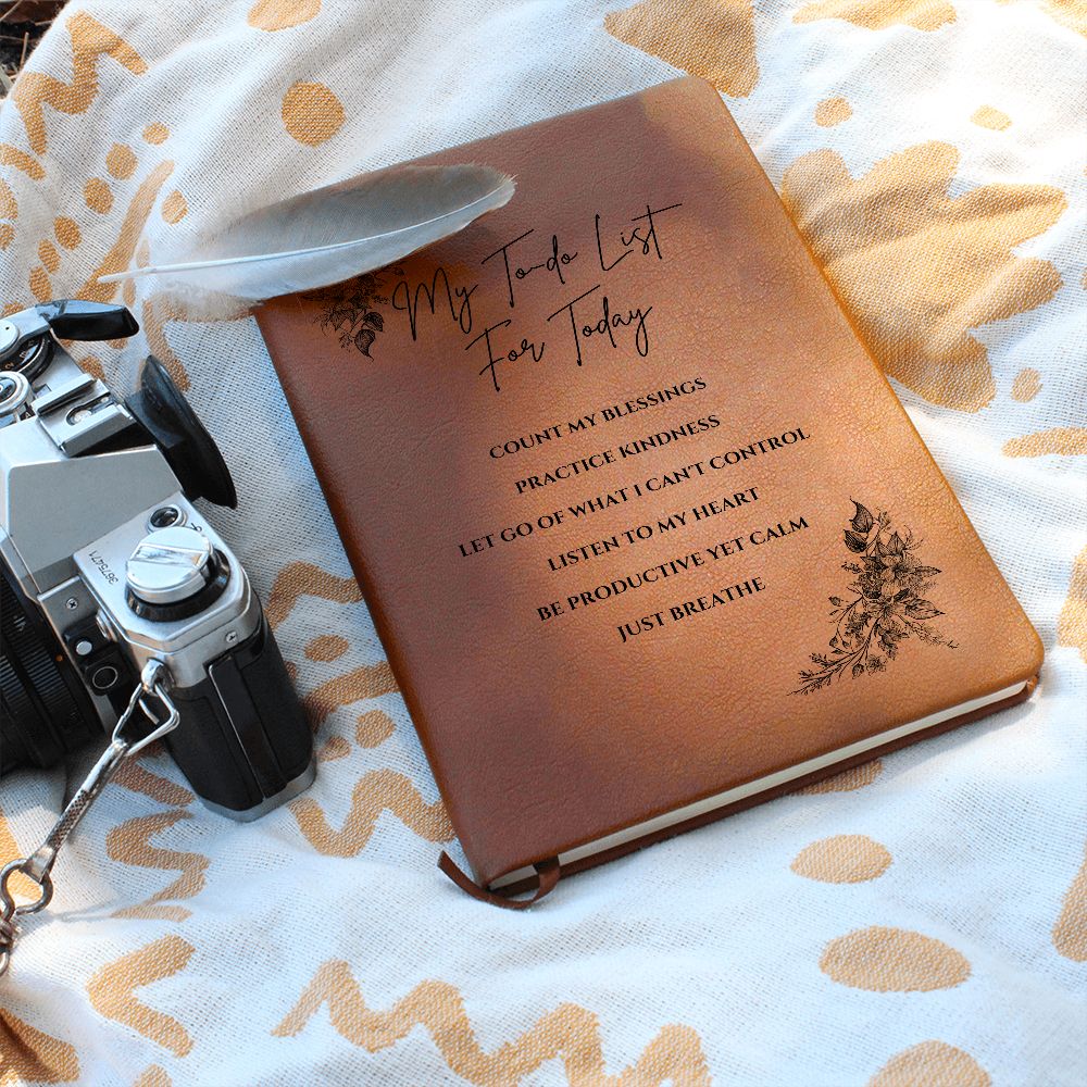 Vegan Leather Journal - Inspirational Quote Cover - My To-do List For Today
