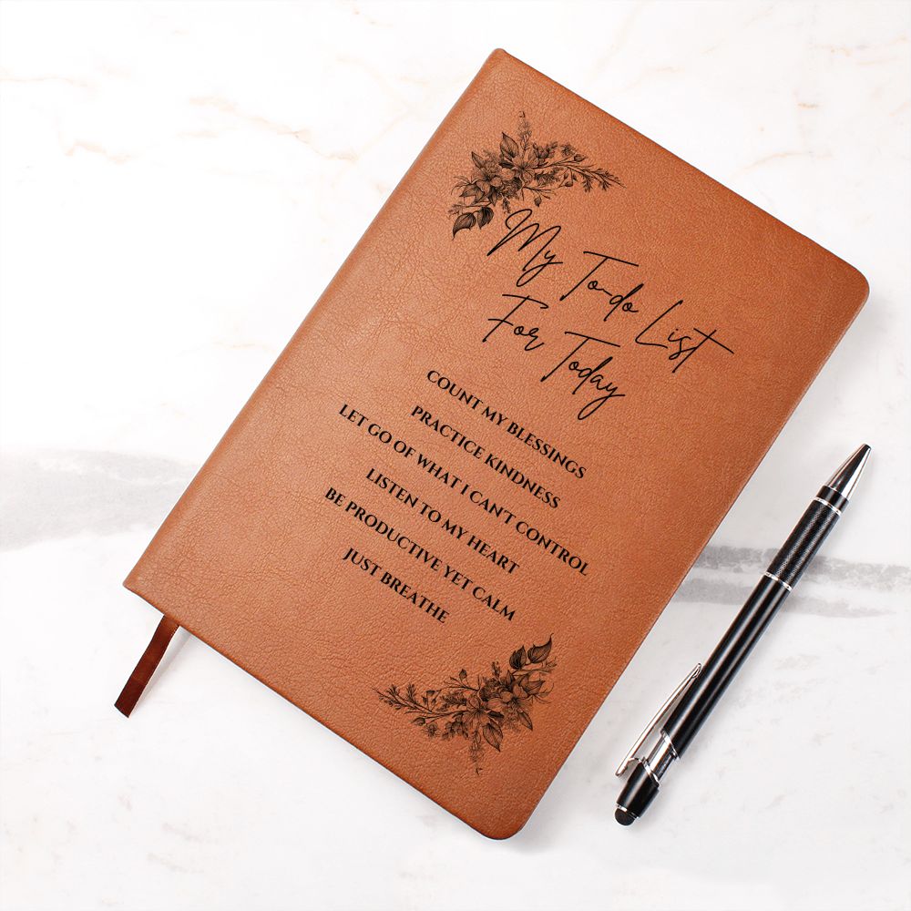 Vegan Leather Journal - Inspirational Quote Cover - My To-do List For Today